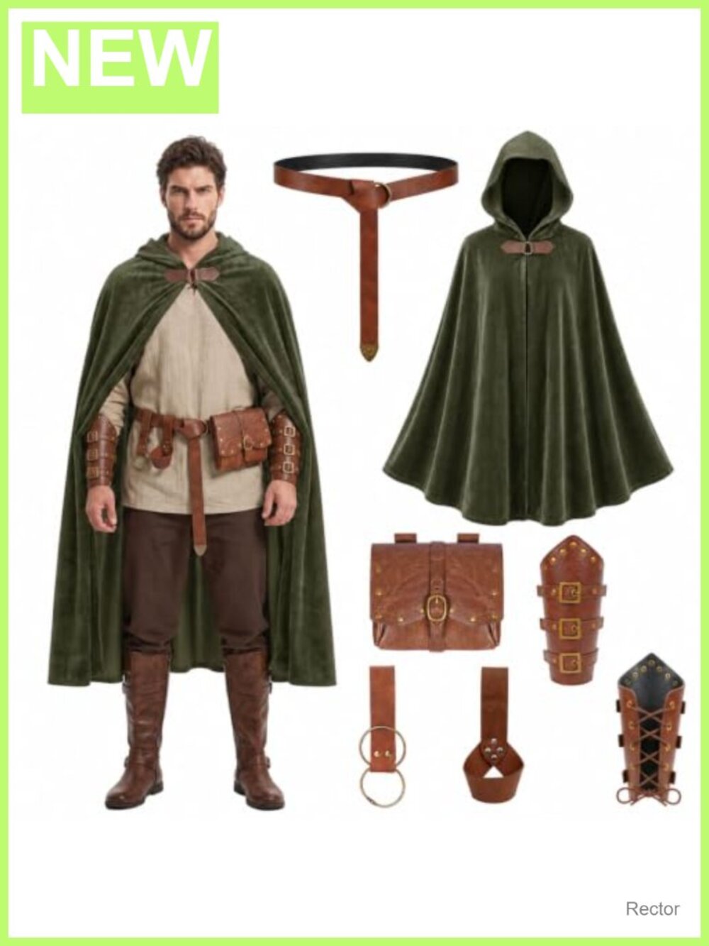 Viking Cloak Set with Belt Bracers Renaissance Costume Men